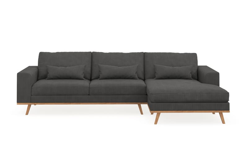Copenhagen 4-seters Høyrevendt L-formet Divansofa i Manchester - Mørk grå - Møbler - Sofaer - Sofaer med sjeselong - 4 seters sofa med divan