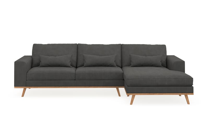 Copenhagen 4-seters Høyrevendt L-formet Divansofa i Manchester - Mørk grå - Møbler - Sofaer - Sofaer med sjeselong - 4 seters sofa med divan