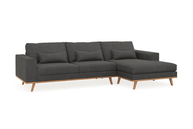 Copenhagen 4-seters Høyrevendt L-formet Divansofa i Manchester - Mørk grå - Møbler - Sofaer - Sofaer med sjeselong - 4 seters sofa med divan