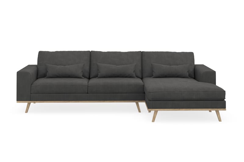 Copenhagen 4-seters Høyrevendt L-formet Divansofa i Manchester - Mørk grå - Møbler - Sofaer - Sofaer med sjeselong - 4 seters sofa med divan