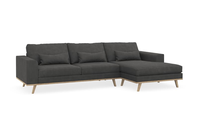 Copenhagen 4-seters Høyrevendt L-formet Divansofa i Manchester - Mørk grå - Møbler - Sofaer - Sofaer med sjeselong - 4 seters sofa med divan