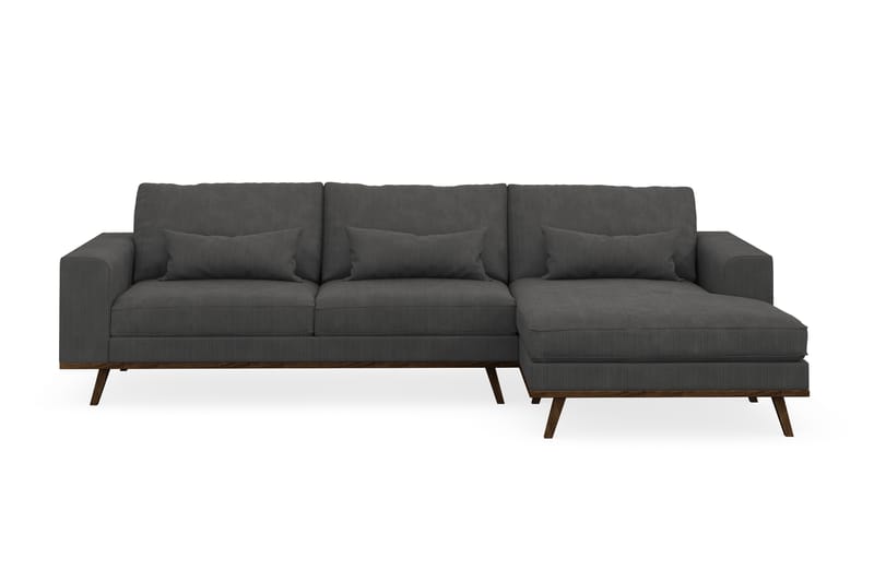 Copenhagen 4-seters Høyrevendt L-formet Divansofa i Manchester - Mørk grå - Møbler - Sofaer - Sofaer med sjeselong - 4 seters sofa med divan