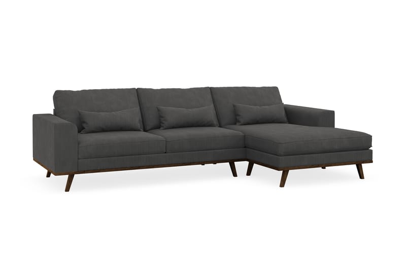 Copenhagen 4-seters Høyrevendt L-formet Divansofa i Manchester - Mørk grå - Møbler - Sofaer - Sofaer med sjeselong - 4 seters sofa med divan