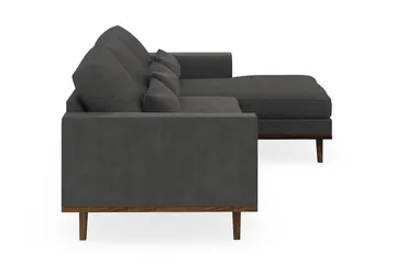 Copenhagen 4-seters Høyrevendt L-formet Divansofa i Manchester - Mørk grå - Møbler - Sofaer - Sofaer med sjeselong - 4 seters sofa med divan