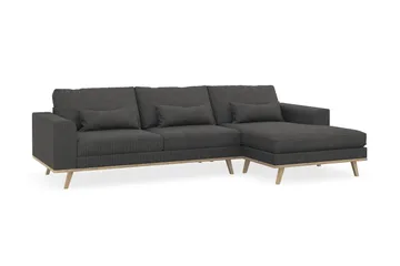 Copenhagen 4-seters Høyrevendt L-formet Divansofa i Manchester - Mørk grå - Møbler - Sofaer - Sofaer med sjeselong - 4 seters sofa med divan
