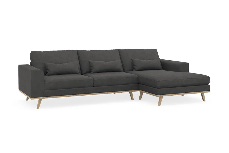 Copenhagen 4-seters Høyrevendt L-formet Divansofa i Manchester - Mørk grå - Møbler - Sofaer - Sofaer med sjeselong - 4 seters sofa med divan