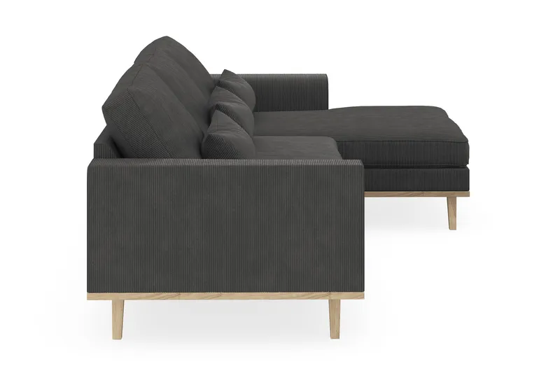 Copenhagen 4-seters Høyrevendt L-formet Divansofa i Manchester - Mørk grå - Møbler - Sofaer - Sofaer med sjeselong - 4 seters sofa med divan