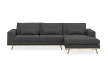 Copenhagen 4-seters Høyrevendt L-formet Divansofa i Manchester - Mørk grå - Møbler - Sofaer - Sofaer med sjeselong - 4 seters sofa med divan
