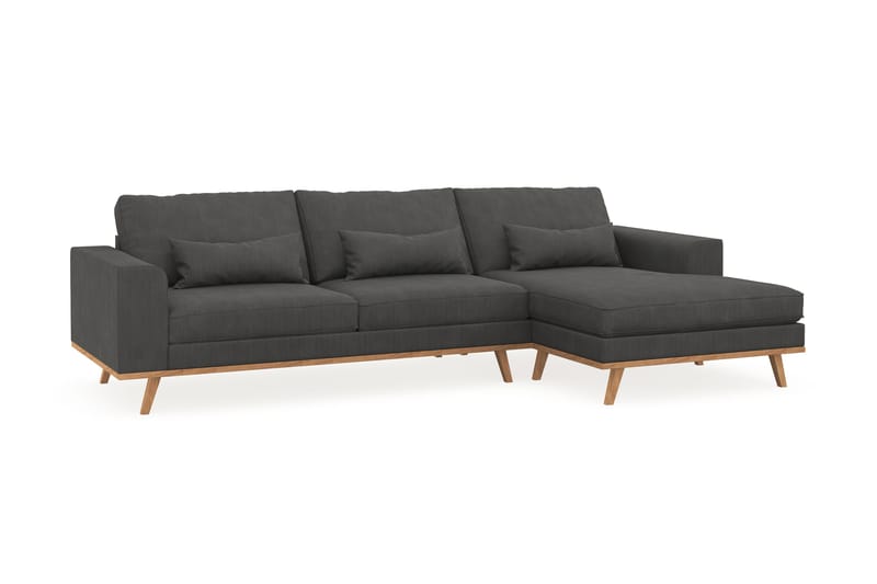 Copenhagen 4-seters Høyrevendt L-formet Divansofa i Manchester - Mørk grå - Møbler - Sofaer - Sofaer med sjeselong - 4 seters sofa med divan