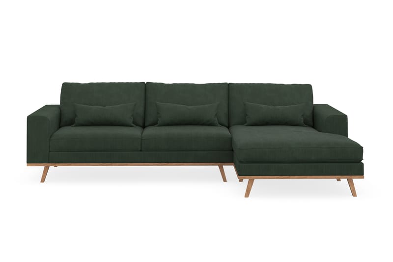Copenhagen 4-seters Høyrevendt L-formet Divansofa i Manchester - Mørk grønn - Møbler - Sofaer - Sofaer med sjeselong - 4 seters sofa med divan