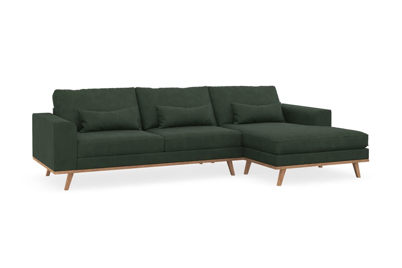 Copenhagen 4-seters Høyrevendt L-formet Divansofa i Manchester - Mørk grønn - Møbler - Sofaer - Sofaer med sjeselong - 4 seters sofa med divan