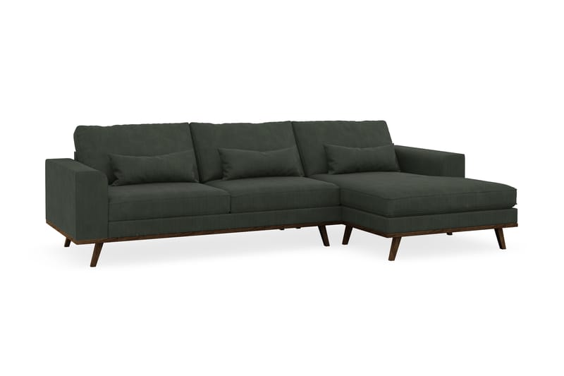 Copenhagen 4-seters Høyrevendt L-formet Divansofa i Manchester - Mørk grønn - Møbler - Sofaer - Sofaer med sjeselong - 4 seters sofa med divan