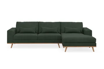 Copenhagen 4-seters Høyrevendt L-formet Divansofa i Manchester - Mørk grønn - Møbler - Sofaer - Sofaer med sjeselong - 4 seters sofa med divan