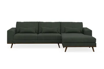 Copenhagen 4-seters Høyrevendt L-formet Divansofa i Manchester - Mørk grønn - Møbler - Sofaer - Sofaer med sjeselong - 4 seters sofa med divan