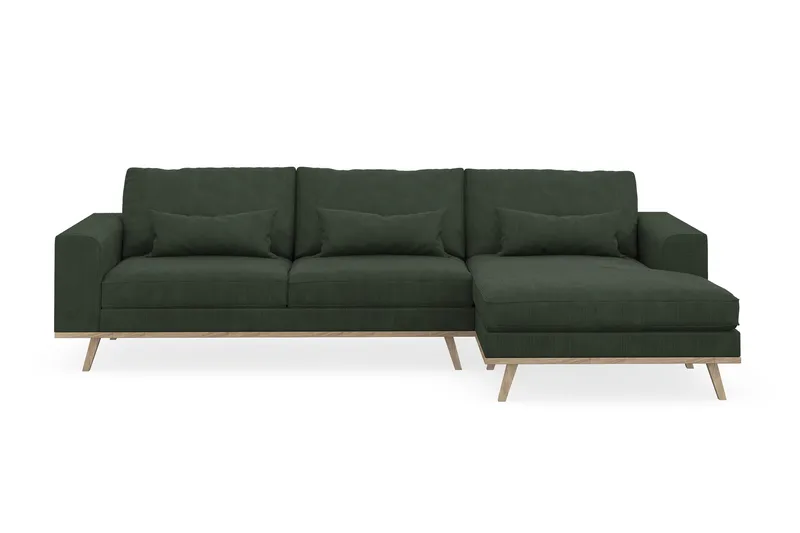 Copenhagen 4-seters Høyrevendt L-formet Divansofa i Manchester - Mørk grønn - Møbler - Sofaer - Sofaer med sjeselong - 4 seters sofa med divan