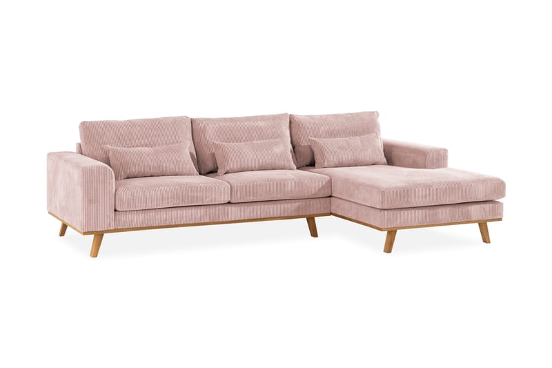 Copenhagen 4-seters Høyrevendt L-formet Divansofa i Manchester - Rosa - Møbler - Sofaer - Sofaer med sjeselong - 4 seters sofa med divan