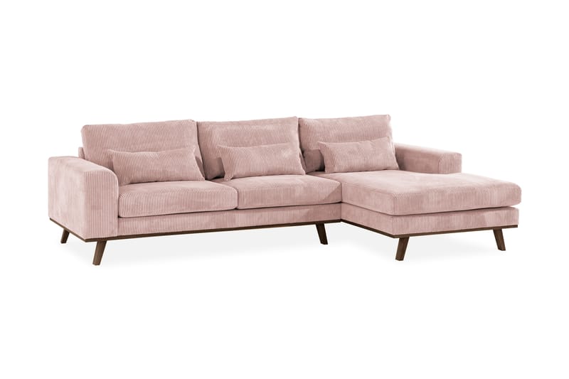 Copenhagen 4-seters Høyrevendt L-formet Divansofa i Manchester - Rosa - Møbler - Sofaer - Sofaer med sjeselong - 4 seters sofa med divan