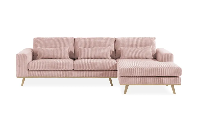 Copenhagen 4-seters Høyrevendt L-formet Divansofa i Manchester - Rosa - Møbler - Sofaer - Sofaer med sjeselong - 4 seters sofa med divan