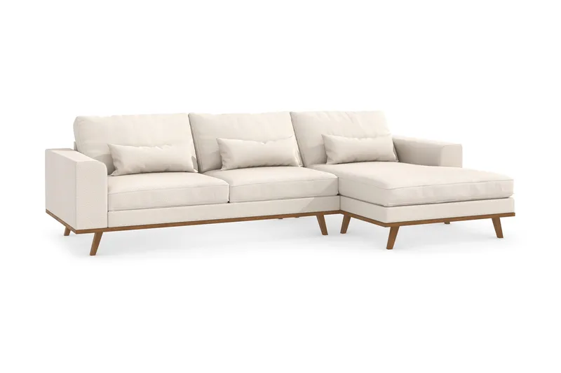 Copenhagen 4-seters Høyrevendt L-formet Divansofa i Stoff - Beige - Møbler - Sofaer - Sofaer med sjeselong - 4 seters sofa med divan