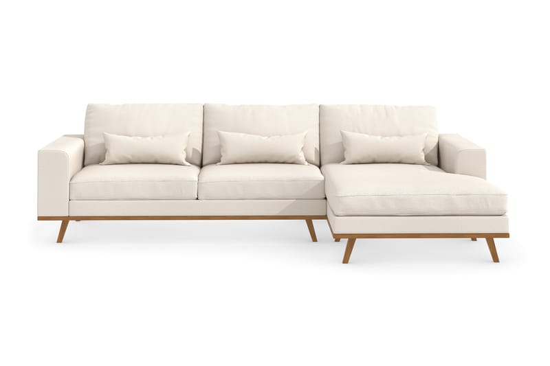 Copenhagen 4-seters Høyrevendt L-formet Divansofa i Stoff - Beige - Møbler - Sofaer - Sofaer med sjeselong - 4 seters sofa med divan