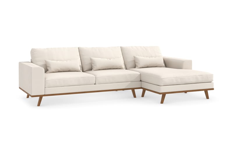 Copenhagen 4-seters Høyrevendt L-formet Divansofa i Stoff - Beige - Møbler - Sofaer - Sofaer med sjeselong - 4 seters sofa med divan