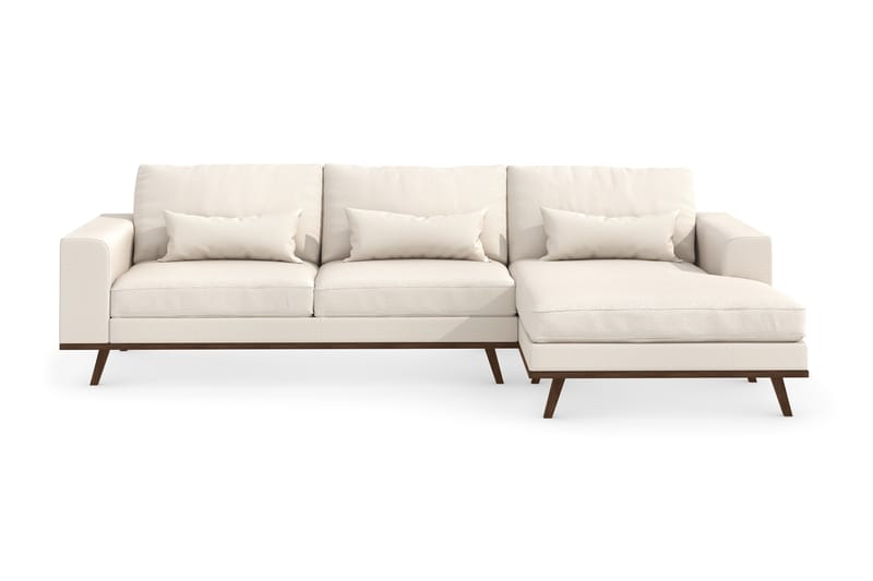 Copenhagen 4-seters Høyrevendt L-formet Divansofa i Stoff - Beige - Møbler - Sofaer - Sofaer med sjeselong - 4 seters sofa med divan