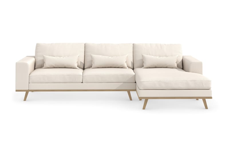 Copenhagen 4-seters Høyrevendt L-formet Divansofa i Stoff - Beige - Møbler - Sofaer - Sofaer med sjeselong - 4 seters sofa med divan