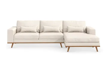 Copenhagen 4-seters Høyrevendt L-formet Divansofa i Stoff - Beige - Møbler - Sofaer - Sofaer med sjeselong - 4 seters sofa med divan