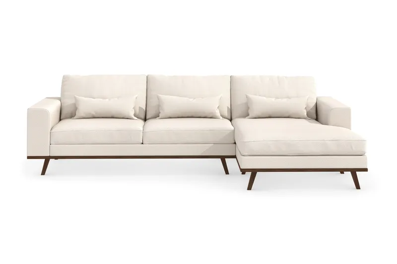 Copenhagen 4-seters Høyrevendt L-formet Divansofa i Stoff - Beige - Møbler - Sofaer - Sofaer med sjeselong - 4 seters sofa med divan