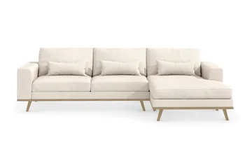 Copenhagen 4-seters Høyrevendt L-formet Divansofa i Stoff - Beige - Møbler - Sofaer - Sofaer med sjeselong - 4 seters sofa med divan