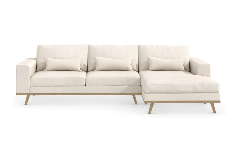 Copenhagen 4-seters Høyrevendt L-formet Divansofa i Stoff - Beige - Møbler - Sofaer - Sofaer med sjeselong - 4 seters sofa med divan