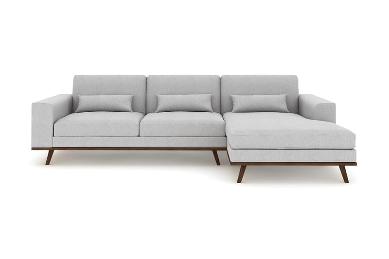 Copenhagen 4-seters Høyrevendt L-formet Divansofa i Stoff - Grå - Møbler - Sofaer - Sofaer med sjeselong - 4 seters sofa med divan