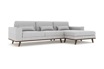 Copenhagen 4-seters Høyrevendt L-formet Divansofa i Stoff - Grå - Møbler - Sofaer - Sofaer med sjeselong - 4 seters sofa med divan