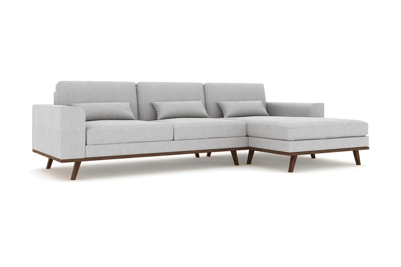 Copenhagen 4-seters Høyrevendt L-formet Divansofa i Stoff - Grå - Møbler - Sofaer - Sofaer med sjeselong - 4 seters sofa med divan