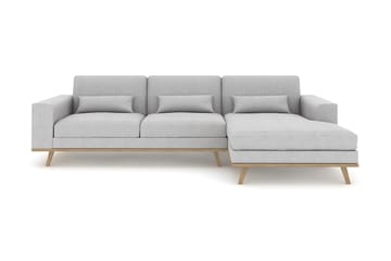 Copenhagen 4-seters Høyrevendt L-formet Divansofa i Stoff - Grå - Møbler - Sofaer - Sofaer med sjeselong - 4 seters sofa med divan
