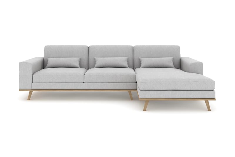 Copenhagen 4-seters Høyrevendt L-formet Divansofa i Stoff - Grå - Møbler - Sofaer - Sofaer med sjeselong - 4 seters sofa med divan
