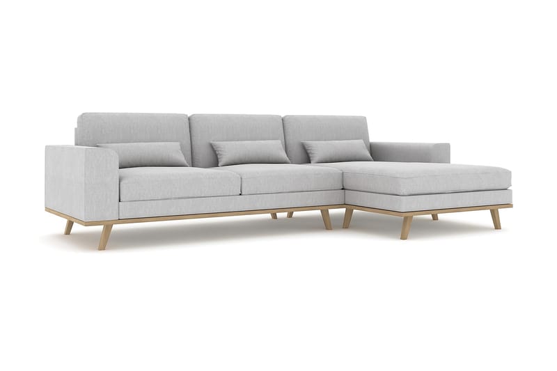 Copenhagen 4-seters Høyrevendt L-formet Divansofa i Stoff - Grå - Møbler - Sofaer - Sofaer med sjeselong - 4 seters sofa med divan