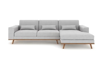 Copenhagen 4-seters Høyrevendt L-formet Divansofa i Stoff - Grå - Møbler - Sofaer - Sofaer med sjeselong - 4 seters sofa med divan