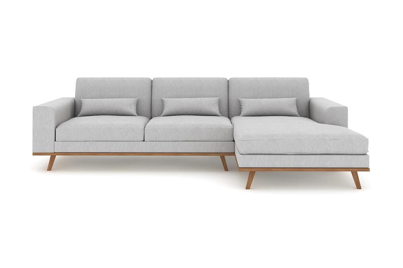 Copenhagen 4-seters Høyrevendt L-formet Divansofa i Stoff - Grå - Møbler - Sofaer - Sofaer med sjeselong - 4 seters sofa med divan