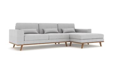 Copenhagen 4-seters Høyrevendt L-formet Divansofa i Stoff - Grå - Møbler - Sofaer - Sofaer med sjeselong - 4 seters sofa med divan