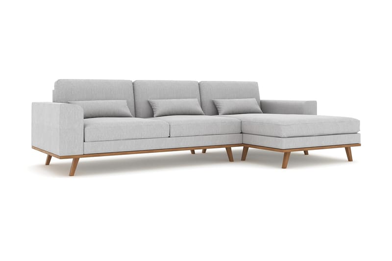 Copenhagen 4-seters Høyrevendt L-formet Divansofa i Stoff - Grå - Møbler - Sofaer - Sofaer med sjeselong - 4 seters sofa med divan