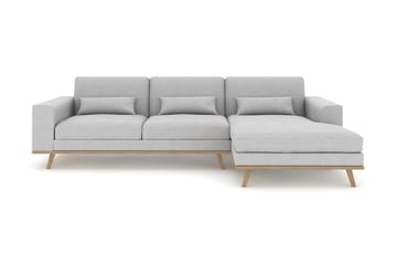 Copenhagen 4-seters Høyrevendt L-formet Divansofa i Stoff - Grå - Møbler - Sofaer - Sofaer med sjeselong - 4 seters sofa med divan