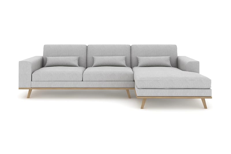 Copenhagen 4-seters Høyrevendt L-formet Divansofa i Stoff - Grå - Møbler - Sofaer - Sofaer med sjeselong - 4 seters sofa med divan