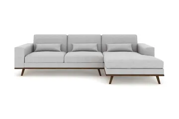 Copenhagen 4-seters Høyrevendt L-formet Divansofa i Stoff - Grå - Møbler - Sofaer - Sofaer med sjeselong - 4 seters sofa med divan