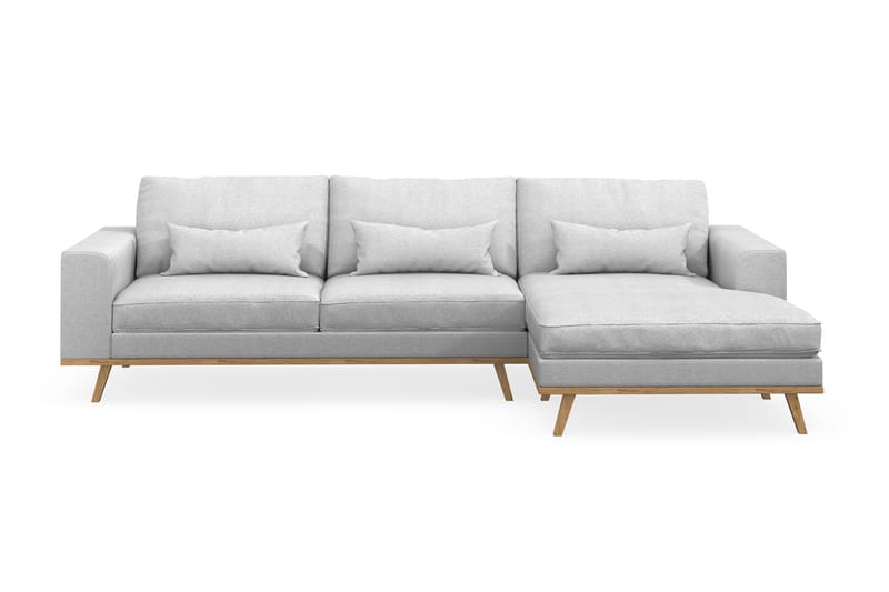 Copenhagen 4-seters Høyrevendt L-formet Divansofa i Stoff - Lys grå - Møbler - Sofaer - Sofaer med sjeselong - 4 seters sofa med divan