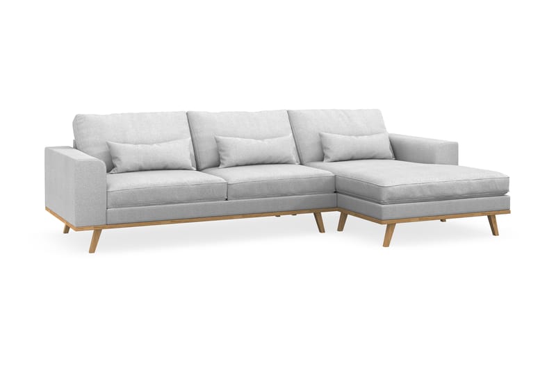 Copenhagen 4-seters Høyrevendt L-formet Divansofa i Stoff - Lys grå - Møbler - Sofaer - Sofaer med sjeselong - 4 seters sofa med divan