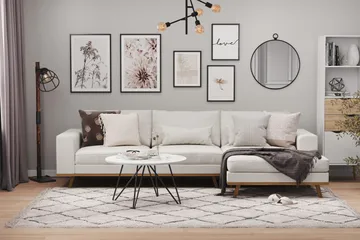 Copenhagen 4-seters Høyrevendt L-formet Divansofa i Stoff - Lys grå - Møbler - Sofaer - Sofaer med sjeselong - 4 seters sofa med divan