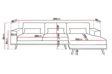 Copenhagen 4-seters Høyrevendt L-formet Divansofa i Stoff - Lys grå - Møbler - Sofaer - Sofaer med sjeselong - 4 seters sofa med divan