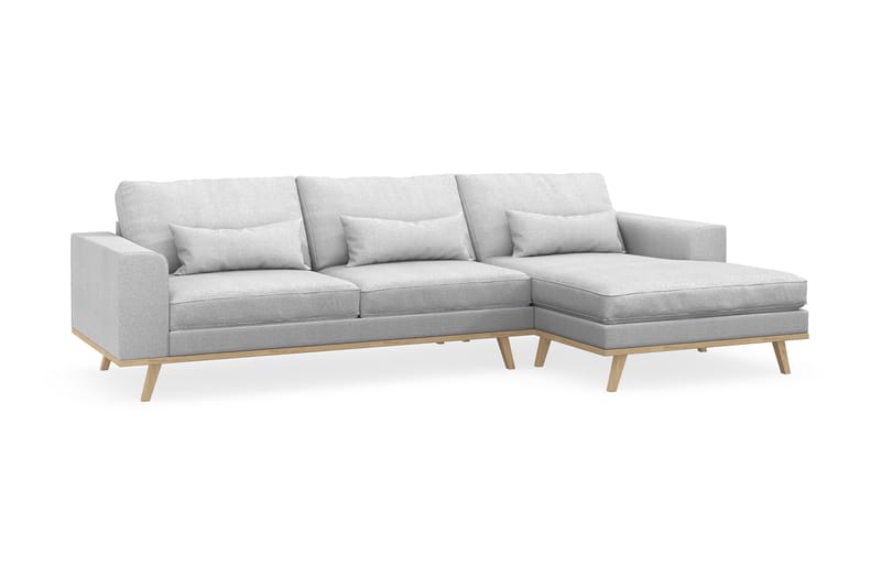 Copenhagen 4-seters Høyrevendt L-formet Divansofa i Stoff - Lys grå - Møbler - Sofaer - Sofaer med sjeselong - 4 seters sofa med divan
