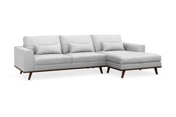 Copenhagen 4-seters Høyrevendt L-formet Divansofa i Stoff - Lys grå - Møbler - Sofaer - Sofaer med sjeselong - 4 seters sofa med divan